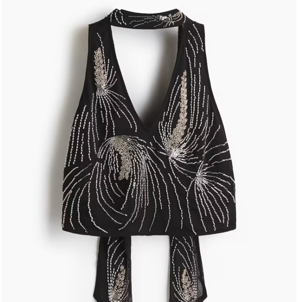 H&M Embellish Halter Neck Top - size M - NWT